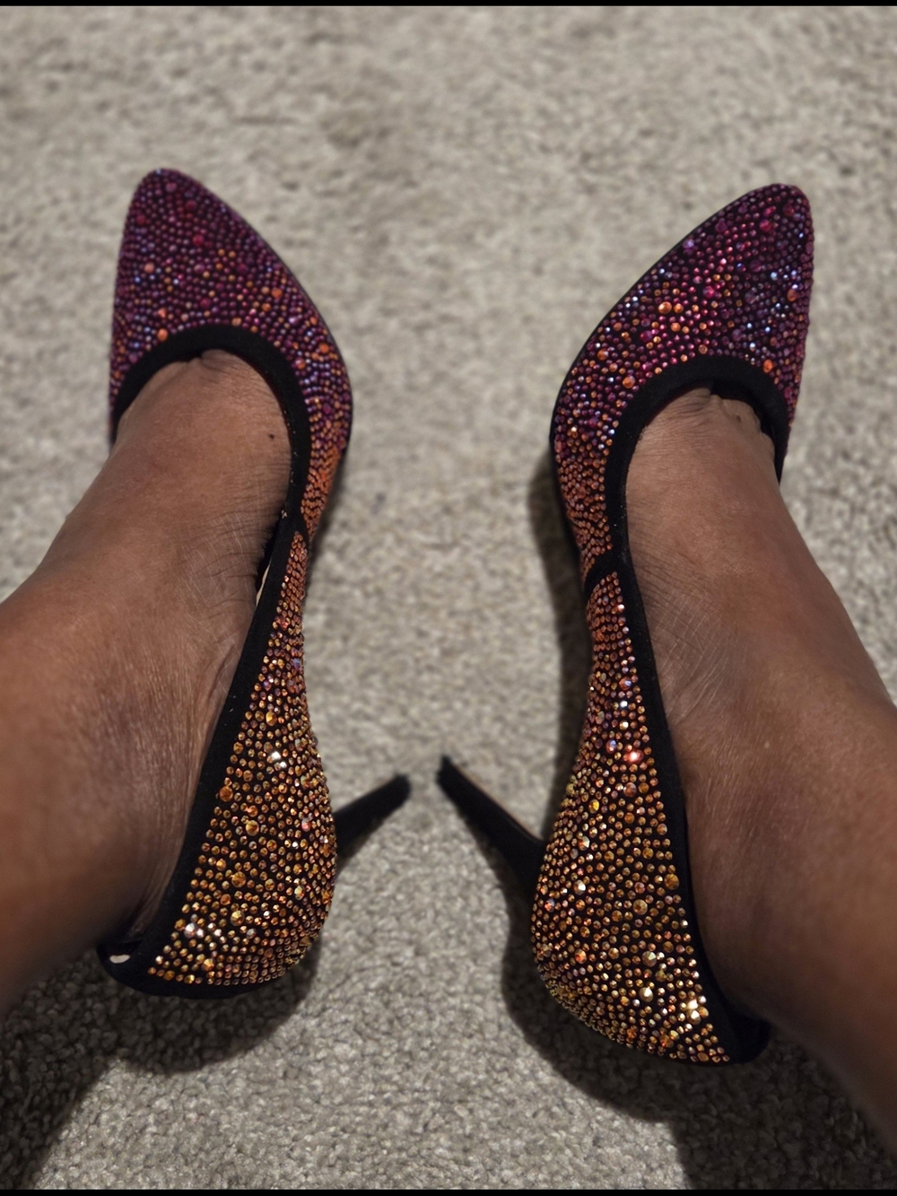 Embellished Pointed Toe High Heels in Purple-Orange